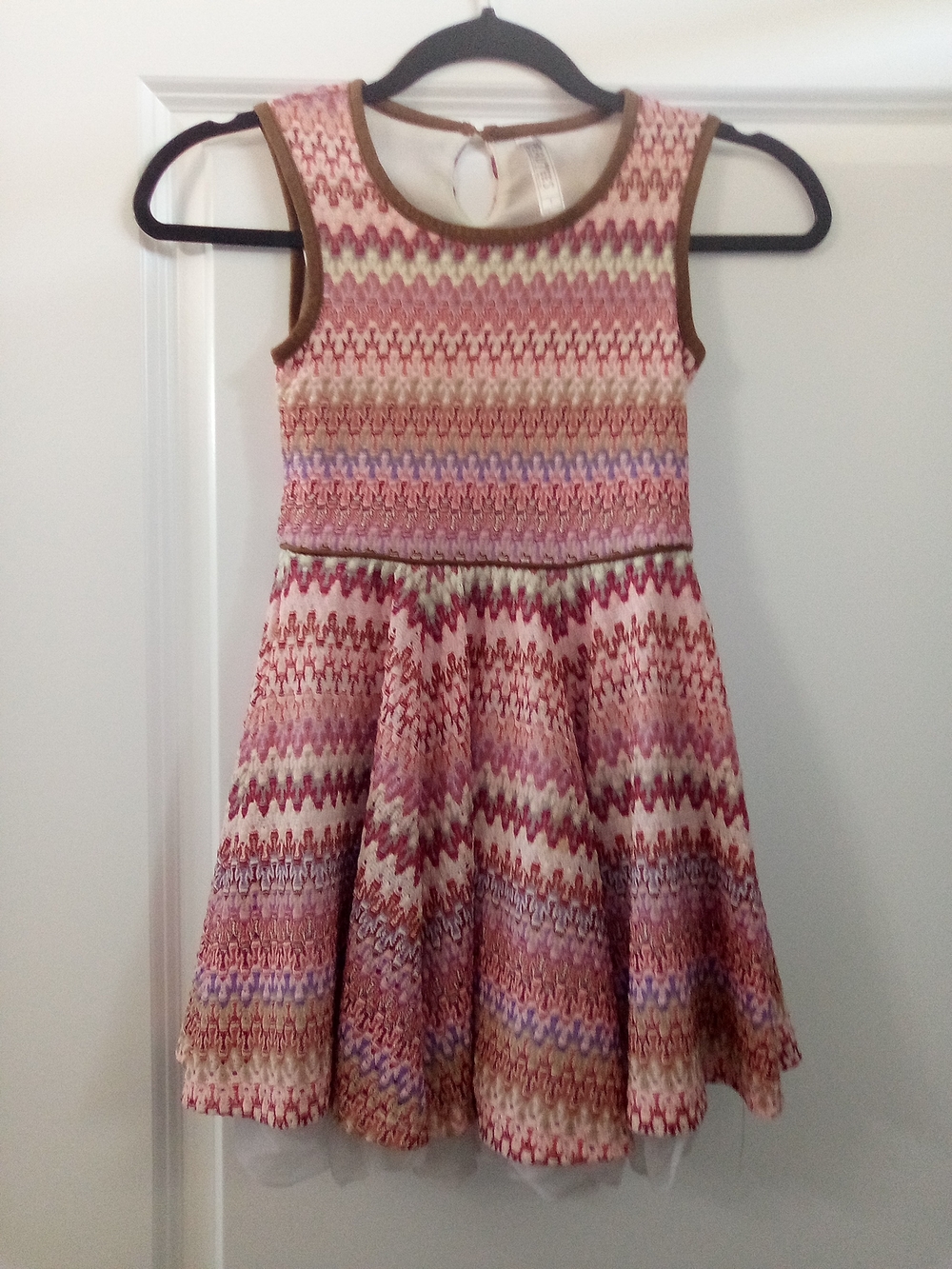 Girls Pink Multicolor Knit Fit-and-Flare Dress Size 7 By Beautees